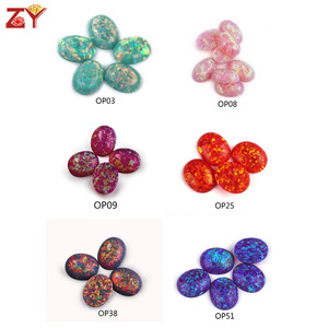 Đá <span class=keywords><strong>Opal</strong></span> tổng hợp hình oval màu xanh lửa, mặt phẳng, kích thước 2mm-13mm, phụ kiện làm đồ trang sức tự làm, khuyến mãi nóng - Product Image 4