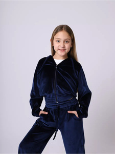 Conjunto de chándal de terciopelo para niñas al por mayor, 2 piezas, sudadera <span class=keywords><strong>con</strong></span> cremallera y pantalones de pierna ancha, ropa deportiva para niños de otoño/invierno, en stock - Product Image 5