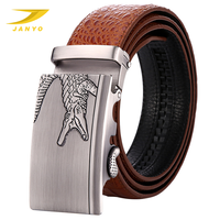 Ceinture en cuir véritable de marque supérieure, personnalisée en usine, avec tête de dragon 3D imprimée, boucle automatique coulissante, motif crocodile, pour hommes
