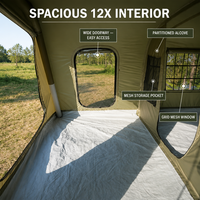 Nueva Carpa de Camping 12X con Tres Puertas, Divisiones, Doble Claraboya, Toldo con Soporte de Postes, Resistente al Viento, Estable, de Oxford y PVC, de Montaje Rápido