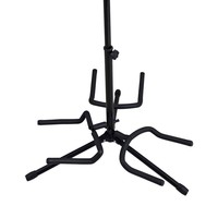 Stand Gitar Tiga Vertikal Portabel Desain Lipat Besi Hitam