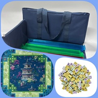 Juego de Mahjong Americano Automático de Lujo Moderno, de Acrílico ABS y Goma, para 4 Jugadores, 160 Fichas, con Tapete Plegable y Bolsa, para la Familia