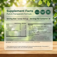 Poudre de superaliments naturels de haute qualité Qbioflex avec enzymes digestives, poudre probiotique, complément de fibres alimentaires