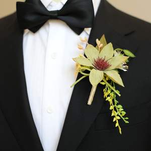 Fleur de <span class=keywords><strong>mariage</strong></span> de clématite simulée de corsage de <span class=keywords><strong>style</strong></span> européen rétro fait à la main pour les invités VIP de la mariée pour les événements de la Saint-Valentin - Product Image 5