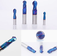 Pisau Frais Bola Berlapis Nano Biru HRC65 dari Pabrik Cina, 2/4 Mata Pisau, Karbida Padat untuk Baja Keras/Baja Tahan Karat