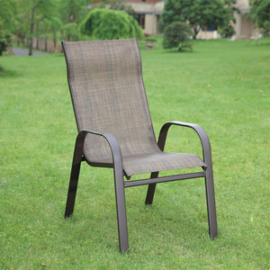 Sillas de jardín de aluminio para exteriores contemporáneas Sling apilable Patio comedor silla con brazo para sala de estar baño muebles de exterior - Product Image 1