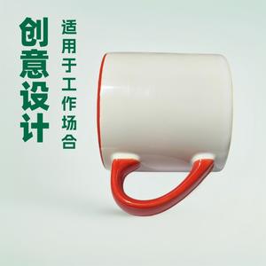 Mug à café en céramique 15oz, rouge, avec anse, couleur unie, pour cadeaux promotionnels - Product Image 4