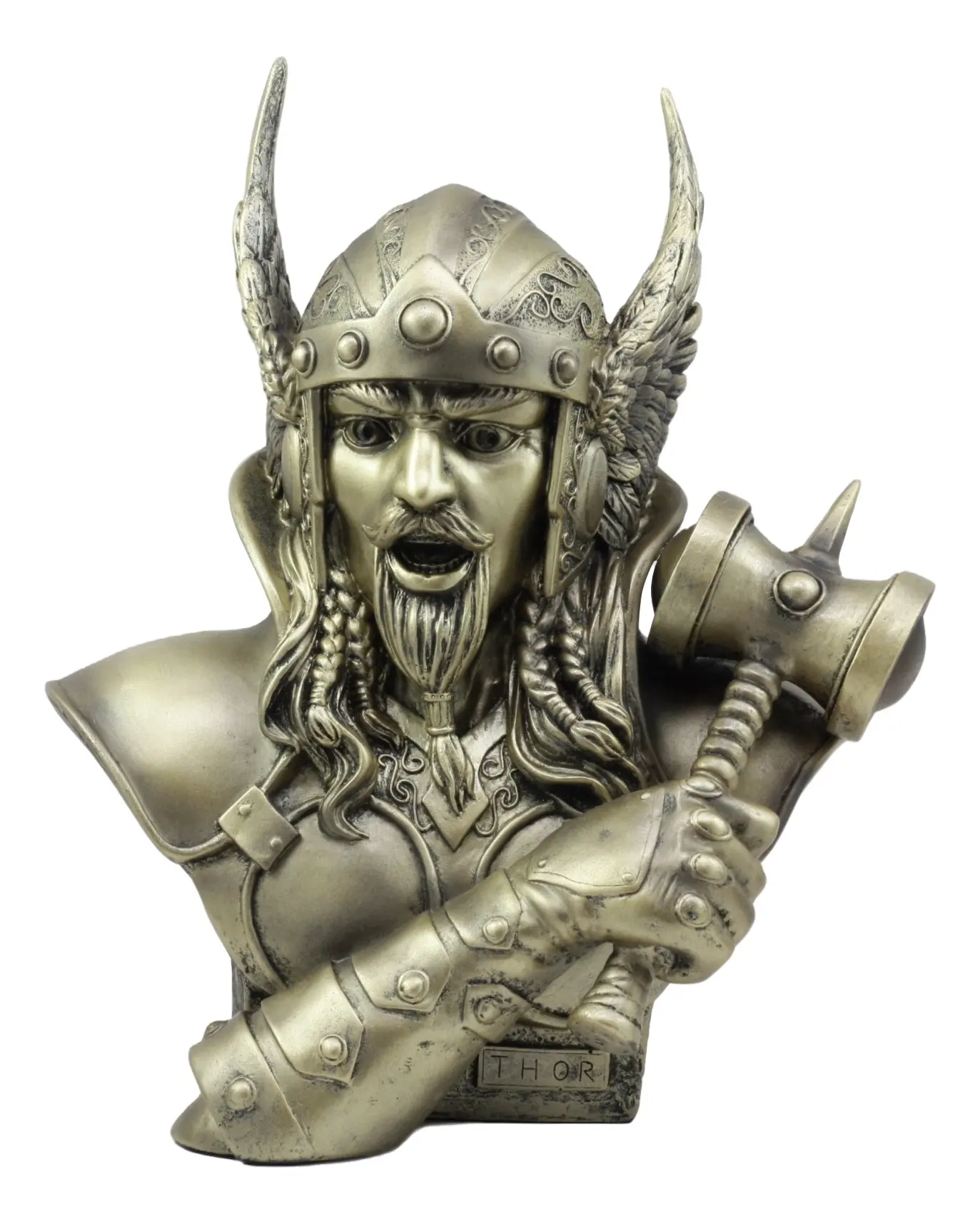 Groothandel Hars Viking Standbeeld Noorse Mythologie Thor God Van Bliksem Buste Figurine Sculptuur Zoon Van Odin Asgard God Sculptuur