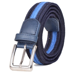 Ceintures pour hommes en jean décontracté tressé en coton doux et extensible, 1-3/8 "de large avec <span class=keywords><strong>corde</strong></span> de cire et paille de couleur mélangée - Product Image 1