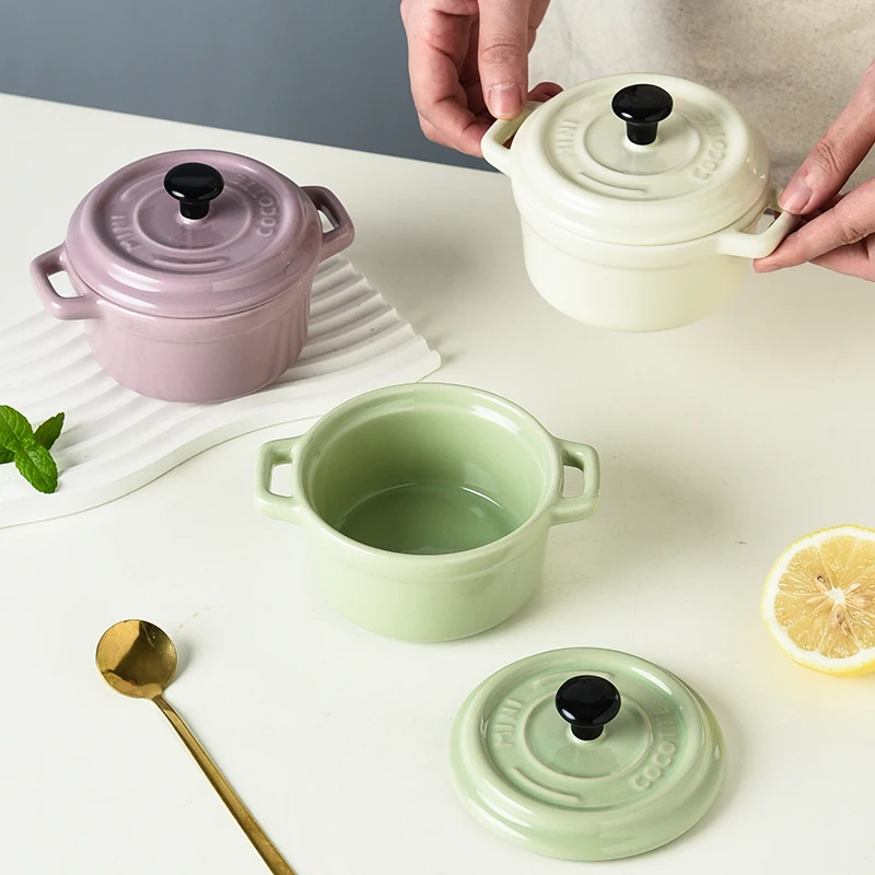 Kitchen Supplies Oven Nonstick Deep Serving Ceramic Bakeware Cute Porcelain  Soap Bowl Mini Small Baking Casserole Dish With Lid