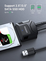 Cable Adaptador UGREEN CR108 SATA a USB 3.0, Convertidor de Disco Duro SATA de 3.5 y 2.5 Pulgadas, Compatible con UASP con Puerto de Carga