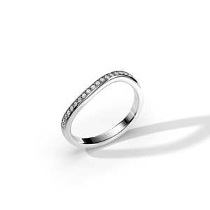 18Kゴールド スワール ウェービーバンド 0.15カラット ダイヤモンド ユニーク カーブ エンゲージリング - Product Image 6