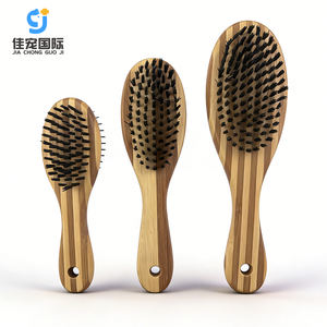 <span class=keywords><strong>Brosse</strong></span> de toilettage pour animaux de compagnie en bambou naturel écologique, double face, à picots et poils, pour chiens et chats à poils longs ou courts - Product Image 1