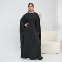 abaya impression numérique couleur fond pur en tissu acétate forme papillon grande taille femmes musulmanes à manches longues