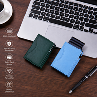 Porte-cartes magnétique en cuir PU personnalisé, triple pliage, anti-RFID, grande capacité, emballage cadeau, promotion d'entreprise