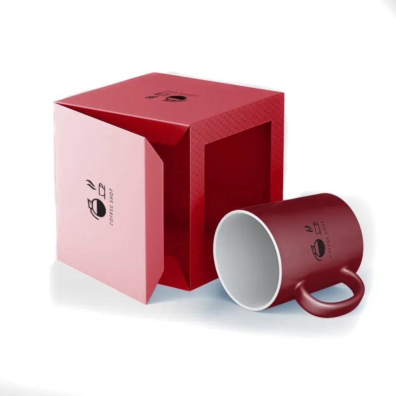 도매 선물 종이 포장 상자 사용자 정의 디자인 커피 컵 머그잔 포장 상자 명확한 창