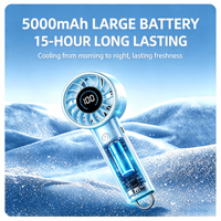 Ventilateur portable rechargeable 5000 mAh, grande batterie, 100 vitesses, affichage numérique, avec crochet pour le camping, mini ventilateur portable