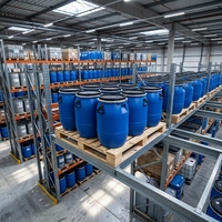 Fût en plastique JYP 25L en PEHD bleu estampé or, écologique, de qualité alimentaire, recyclable, hermétique, pour l'eau, avec anneaux de fer