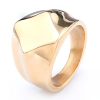 Bague Signet Minimaliste et Épurée en Acier Inoxydable Plaqué Or 18K avec Motif Flèche, Personnalisable avec Monogramme, Fourniture de Bijoux