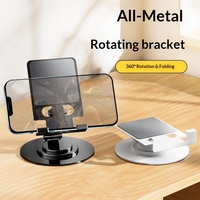 Nouveau support de téléphone portable pliable en métal anti-tremblement avec design rotatif pour diffusion en direct sur bureau, TikTok, photos, tablette – Cadeau idéal pour les paresseux
