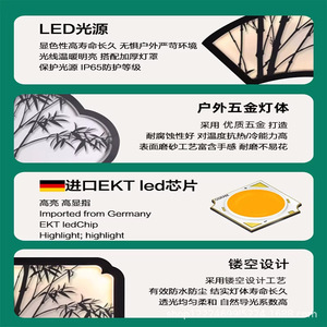 Lampe murale extérieure en forme d'éventail, étanche IP65, nouveau style chinois, lumière silhouettée en bambou pour cour, jardin, portail - Product Image 5