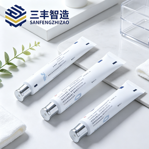 Tube souple en plastique blanc de qualité pharmaceutique avec bouchon à vis électroplaqué argenté - Product Image 2