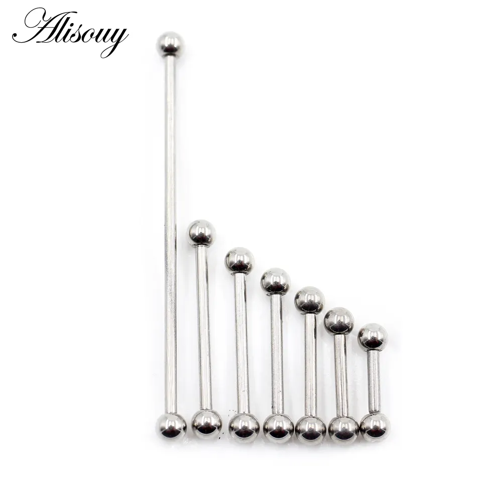 Alisouy 1PC 6mm-38mm G23 Titanium Steel Ball Femme Piercing Long Industrial Barbell Tongue Nipple Ring Bar Tragus Helix Ear Stud