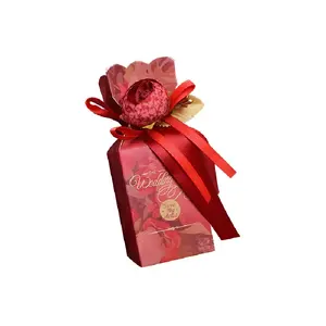 Оптовая продажа, Свадебная подарочная упаковка, небольшие бумажные коробки для конфет на заказ, коробка для конфет в форме вазы с цветочной лентой