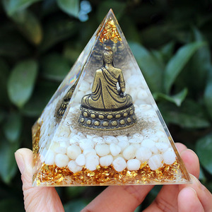 Crystal Chip Pyramid Resin Buddha <b>Statue</b> Home Decoration Artistic Desktop Ornament Lotus Buddha Shape - Product Image 3