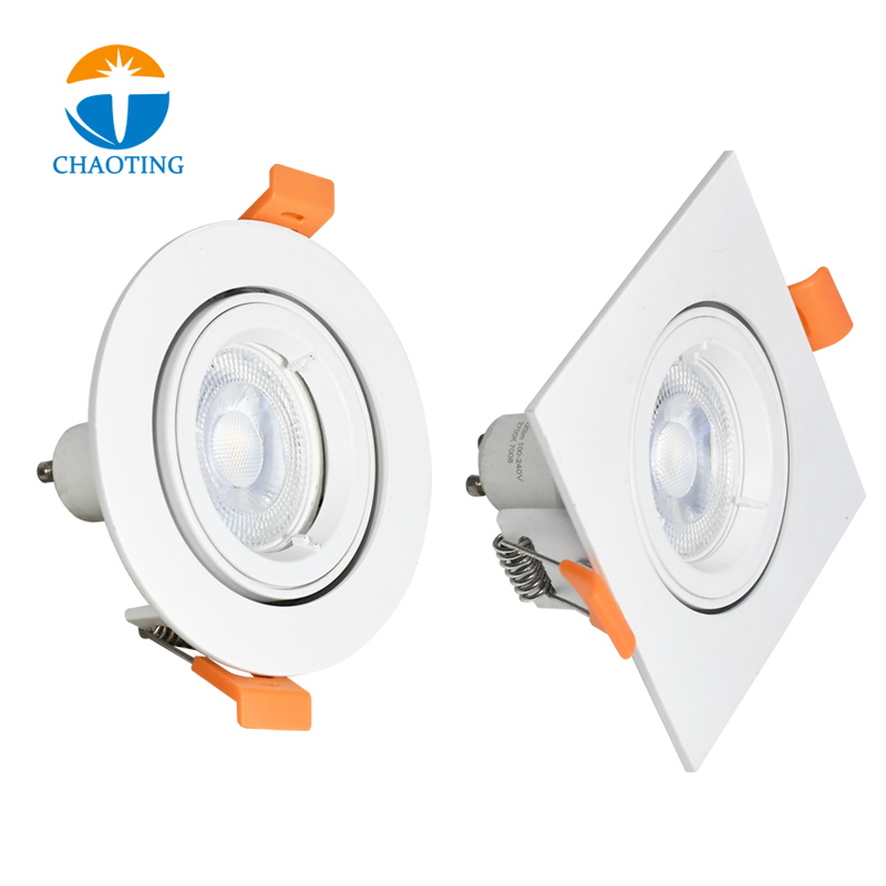 High Quality Down Light Adjustable Angle GU10 Downlight Frame Round Square LED Ceiling Spotlight Recessed Ceiling LED Spot Light