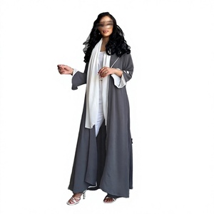 New Luxury Handmade Dubai Multi Color Contrast Piping Modest <b>Abaya</b> Muslim Women Loose Long Design Polyester Autumn Sweetheart - Product Image 3