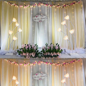 Moderno blanco gasa tela tubo cortina telón de fondo techo cortinas boda decoraciones cortinas y cenefas - Product Image 2