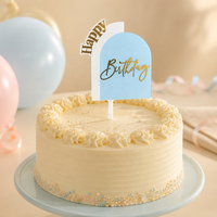 Décoration de gâteau en acrylique Joyeux Anniversaire, personnalisée avec estampage doré, pour fournitures de fête d'anniversaire, vente en gros, qualité alimentaire