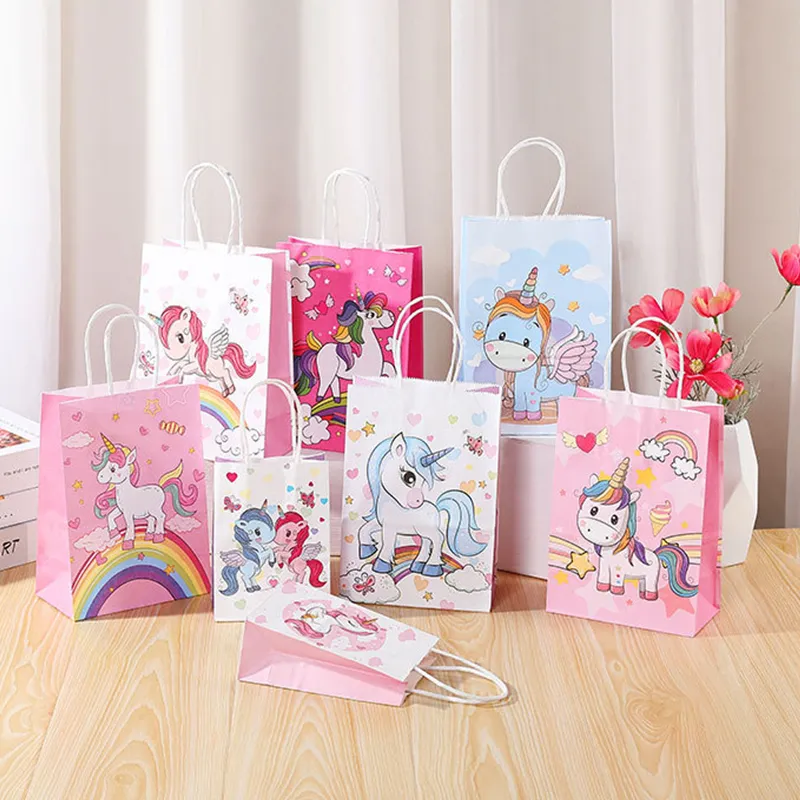Personalized Unicorn Print Paper Candy Bags Birthday Baby Shower Party Decoration Favor Gifts Bag
