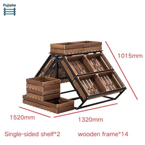 Estante de exhibición de aperitivos de hierro y madera de varios niveles - Estantería rústica de alta resistencia para mostrador de <span class=keywords><strong>supermercado</strong></span>/cafetería - Product Image 4
