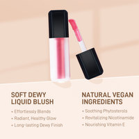 Fard à joues liquide dewy vegan sans cruauté, marque privée OEM, maquillage doux au toucher, emballage luxueux, faible MOQ, fard à joues crème