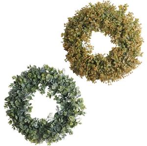 Boda Decoración de Navidad Rosa artificial Margarita Flores Hojas de eucalipto Coronas de Navidad para la puerta delantera - Product Image 2