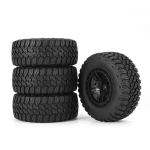 4Pcs Short Course Tires& Wheel Rims for 1/10 RC Terrain Truck Slash VKAR 10SC RC Car Parts