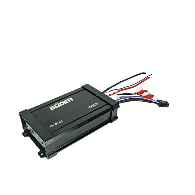 Suoer FS-80.4D 80 Watt Class D Marine Amplifier 4-Channel Waterproof IP65 Boat Audio System with Crossovers