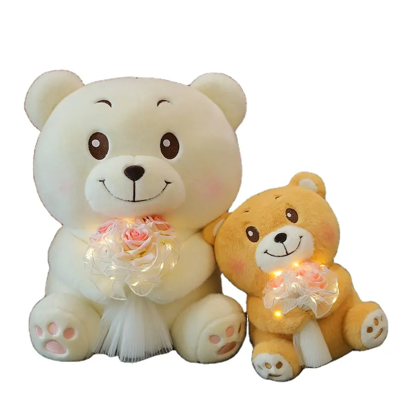 Nuovo stile peluche peluche peluche animale cartone animato peluche san valentino regalo di san valentino bambola di peluche con luce a led