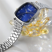 Reloj de Lujo para Hombre, de Acero Inoxidable, Moderno, Simple, Cuadrado, de Cuarzo, para Negocios y Uso Diario