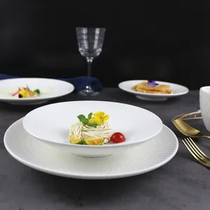 White Porcelain Plates Restaurant Dinnerware Sets Plate Bowl Ceramic Dish Pottery Tableware Sets for Party Hotels