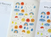 Autocollants décoratifs en résine style coréen, motifs visages et météo, mignons pour scrapbooking, journal et loisirs créatifs DIY BONBON