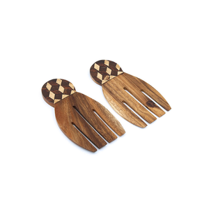 Cucharas premium para ensalada hechas de madera ecológica con detalles de incrustaciones naturales. Perfecto para una experiencia gastronómica ecológica. - Product Image 2