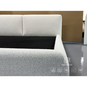 Letto Moderno Più Popolare per Camera da Letto, con Piattaforma in Tessuto <span class=keywords><strong>a</strong></span> <span class=keywords><strong>Due</strong></span> Sezioni Quadrate, Struttura Bassa, Stile Minimalista, Set Letto Matrimoniale King Queen - Product Image 4