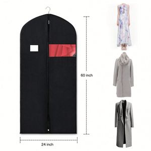 Brand New Non-woven Fabric Dust <b>Cover</b> with Transparent <b>Window</b> Foldable Suit <b>Cover</b> Custom Dust Bags Luxury Garment Bag with logo - Product Image 3