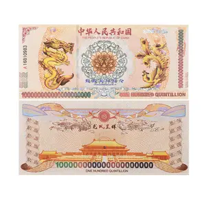 Китайская бумага с желтым драконом и Фениксом, Банкнота сто квинтильон, доллар, новинка, Билл вигинтильон, доллар, реквизит, деньги