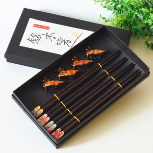Gife Box Packaging Set de baguettes en bois 4 paires de baguettes Set <span class=keywords><strong>cadeau</strong></span> <span class=keywords><strong>japonais</strong></span> avec porte-baguettes <span class=keywords><strong>Cadeau</strong></span> de mariage - Product Image 6