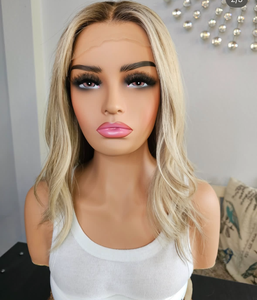 Tóc giả full lace frontal closure chất lượng cao, tóc highlight màu vàng sáng, sóng lơi, tóc người châu Âu, cùng nguồn gốc, lớp biểu bì thẳng hàng. - Product Image 3