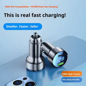 Cargador de Coche con Pantalla Digital Metálica, Carga Súper Rápida de 100w, Aleación de Aluminio, Cargador de Teléfono Móvil para Coche - Product Image 3